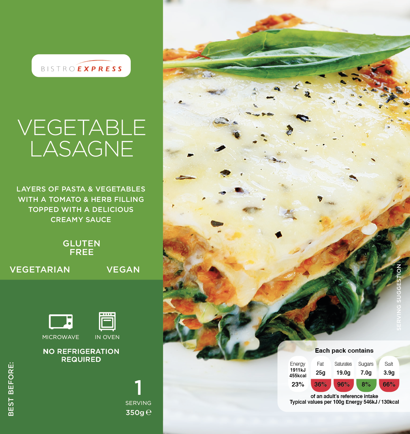Bistro Express Vegetable Lasagne (Vegan) 350g x 6 | Enterprise Brands